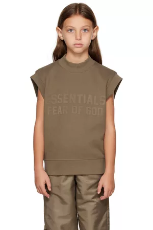 Essentials Sweaters - Kids Brown Mock Neck Vest