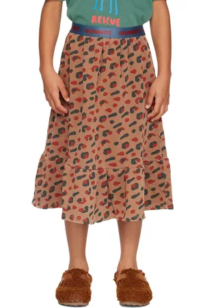 Bonmot Girls Skirts - Kids Brown Leopard Frill Skirt