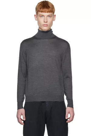 NILI LOTAN Men High Necks - Gray Casper Turtleneck