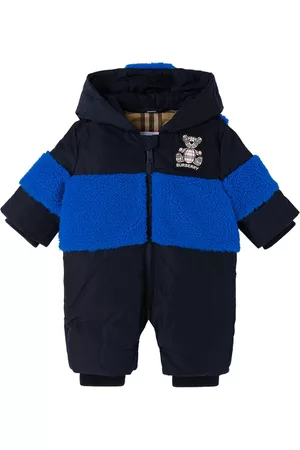 Burberry Baby Navy Down Thomas Bear Appliqué Snowsuit