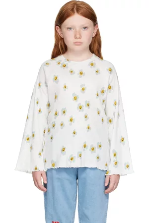 Stella McCartney Kids White Daisy Long Sleeve T-Shirt