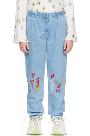 Stella McCartney Kids Blue Mushroom Embroidery Jeans
