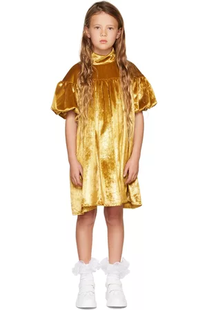 CRLNBSMNS Kids Gold Gathered Glitter Dress