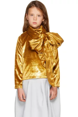 CRLNBSMNS Bow Ties - Kids Gold Glitter Bow Blouse