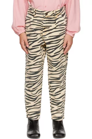 Maed for mini Kids Black & Off-White Twiggy Tiger Loose Jeans