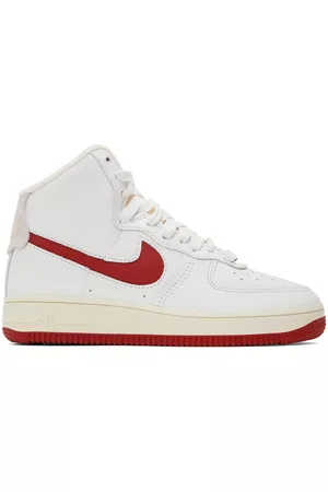 Nike Women Sneakers - White & Red Air Force 1 High Sneakers