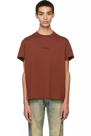 Maison Margiela Men T-Shirts - Brown Embroidered T-Shirt