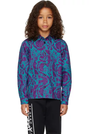 VERSACE Kids Blue & Purple Baroque Shirt