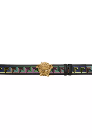 VERSACE Men Belts - Reversible Black Greca Neon 'La Medusa' Belt