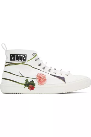 VALENTINO Men Designer Hi-Tops - White Garavani Emilio Villalba Edition 'VLTN' Giggies High-Top Sneakers