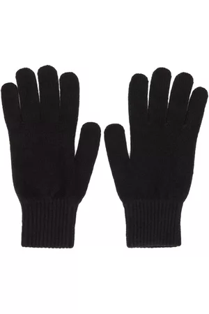 Sunspel Men Gloves - Black Recycled Cashmere Knitted Gloves