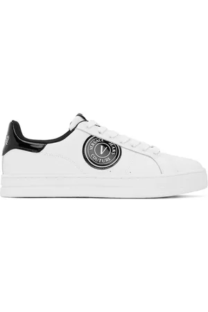 VERSACE Men Sports Shoes - White 88 V-Emblem Court Sneakers