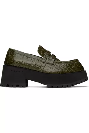 Marni Women Loafers - Green Croc Loafers