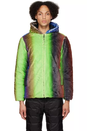 AGR Men Fur Jackets - Multicolor Gradient Faux-Fur Jacket