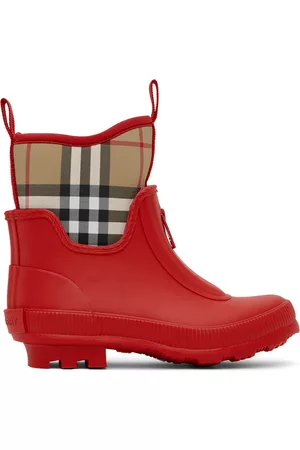 Burberry Rain Boots - Kids Red Vintage Check Rain Boots