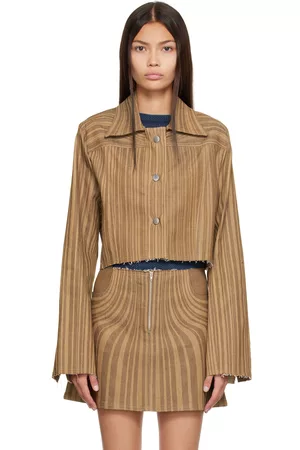 Anne Isabella Women Denim Jackets - Brown Striped Denim Jacket