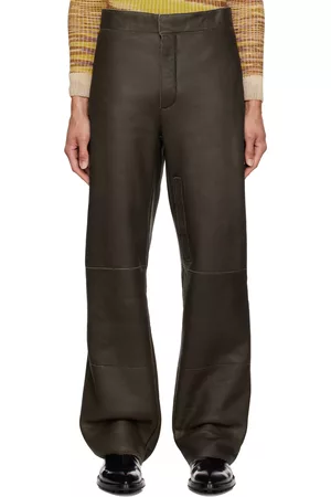 Leather Pants in the color Green for men | FASHIOLA.com