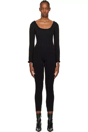 Helenamanzano Women Jumpsuits - Black 3D Stripe Jumpsuit