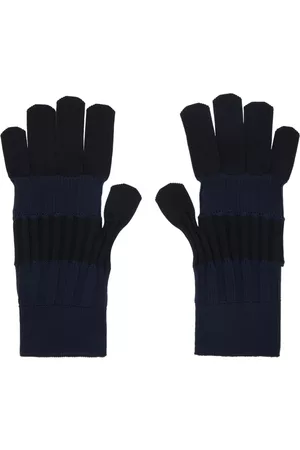 CFCL Men Gloves - SSENSE Exclusive Black & Navy Flutted Gloves
