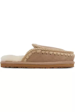 Mou Women Slippers - Tan Full Stitch Slippers