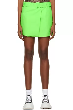 Ami Women Mini Skirts - Green Belted Miniskirt
