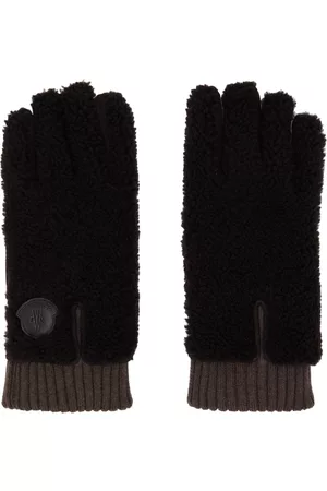 Moncler Men Gloves - Brown Paneled Shearling Gloves