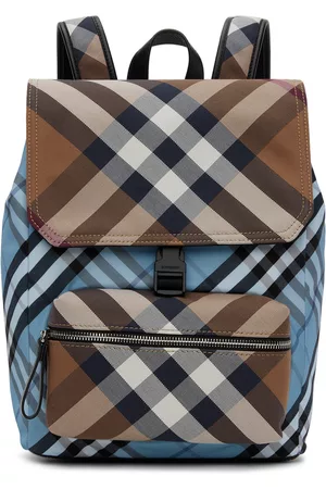 Burberry Kids Blue & Beige Check Backpack