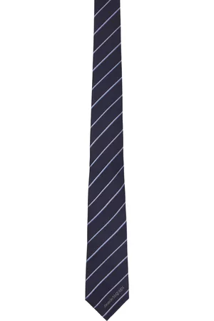 Alexander McQueen Navy Striped Tie