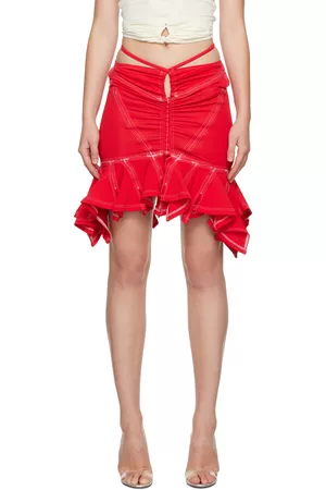Emily Watson Women Mini Skirts - SSENSE Exclusive Red Soiree Ruffle Mini Skirt