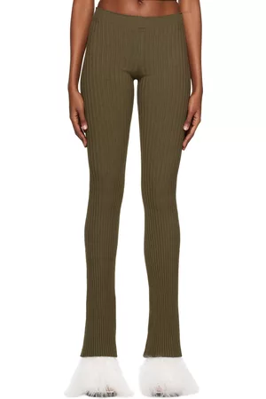 ANDREADAMO Women Wide Leg Pants - Khaki Flare Trousers