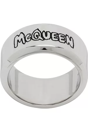 Alexander McQueen Men Rings - Silver Graffiti Ring