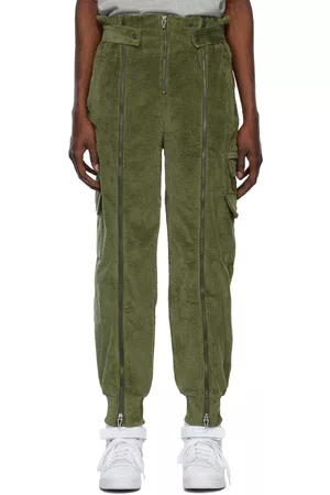adidas Men Cargo Pants - Green Corduroy Zipper Cargo Pants
