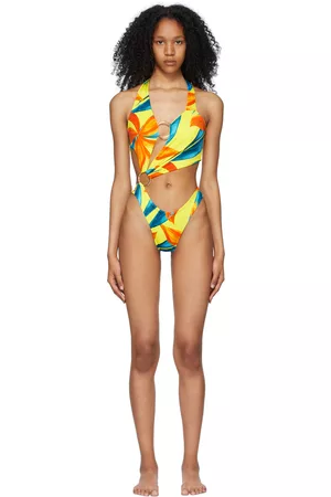 Louisa Ballou Women Swimsuits - Yellow & Blue Sex Wax One-Piece Swimsuit