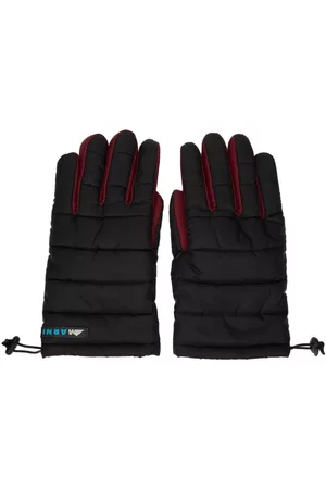 Marni Men Gloves - Burgundy & Black Quilted Gloves