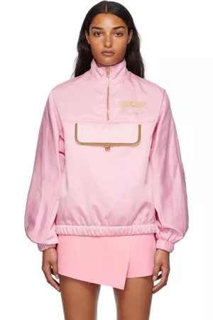 Moschino Women Twill Jackets - Pink Coin Purse Quarter Zip Jacket
