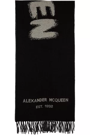 Alexander McQueen Women Scarves - Black & Grey Graffiti Scarf