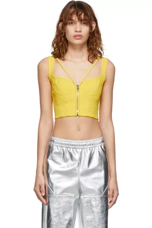 Stella McCartney Women Tank Tops - Yellow Zipper V Strap Tank Top