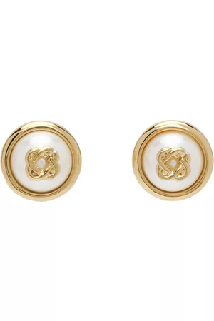 Casablanca Men Earrings - Gold Pearl Logo Stud Earrings