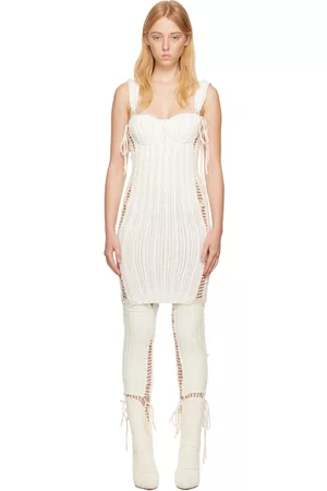 Isa Boulder SSENSE Exclusive Off-White Expandable Bustier Reversible Midi Dress