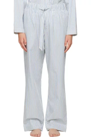 Tekla Women Pajamas - Off-White & Blue Drawstring Pyjama Pants