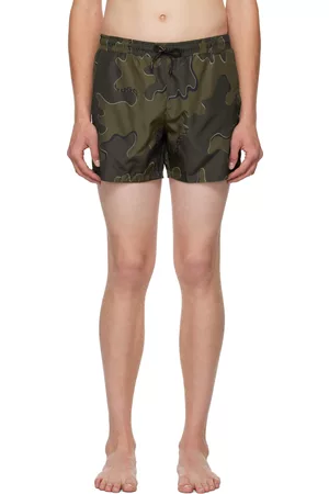 HUGO BOSS Khaki & Black Drawstring Swim Shorts