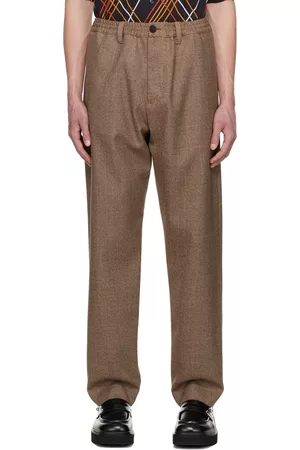 Marni Men Twill Pants - Brown Textured Trousers