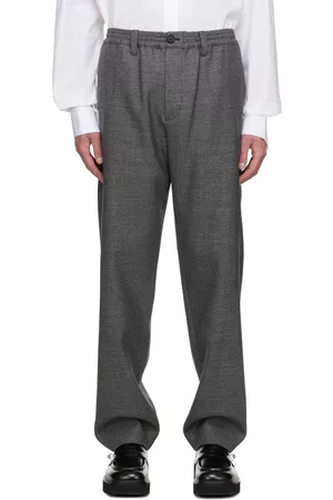 Marni Men Twill Pants - Gray Textured Trousers