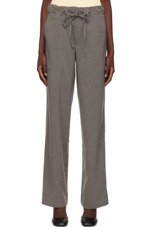 Proenza Schouler Women Sweats - Gray White Label Drawstring Lounge Pants