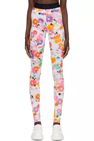 Msgm Women Leggings - White Flower Leggings