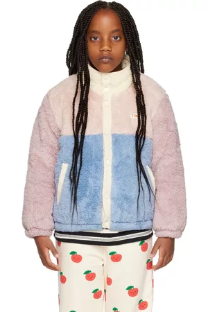 Tiny Cottons Fleece Jackets - Kids Gray & Pink Color Block Jacket