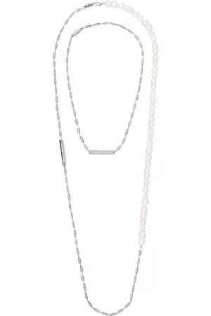 young n sang White & Silver Pearl Chain Necklace Set