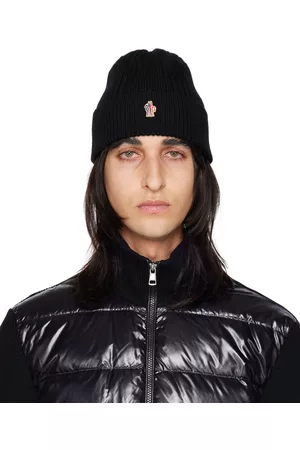 Moncler Black Embroidered Beanie