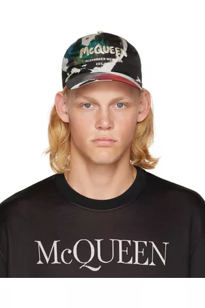 Alexander McQueen Black Watercolor Graffiti Cap