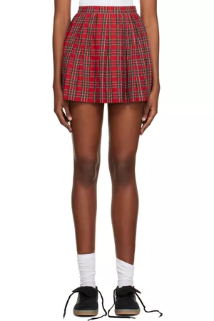 ERL Women Mini Skirts - Red Pleated Miniskirt